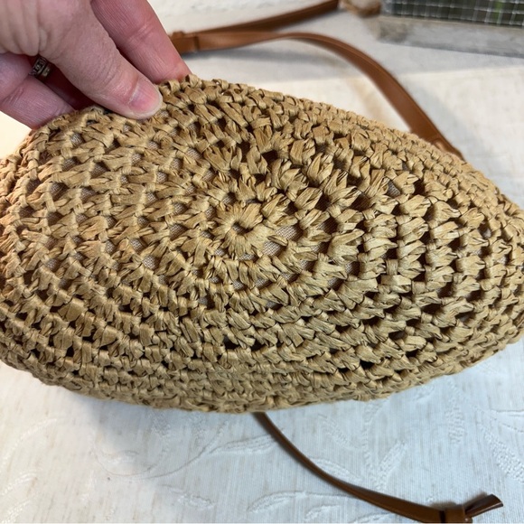 btb Los Angeles Isabella Paper Straw Drawstring Bag. Sand Color. Adjustable - Picture 8 of 11